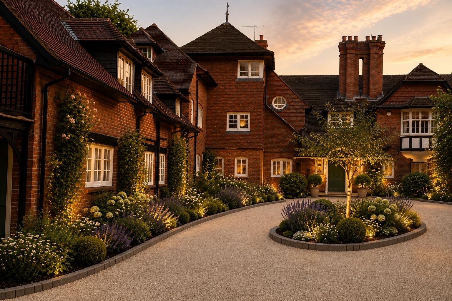 Front elevation of a landmark private estate in Surrey